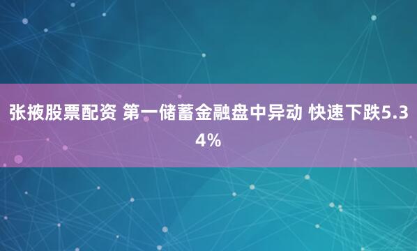 张掖股票配资 第一储蓄金融盘中异动 快速下跌5.34%